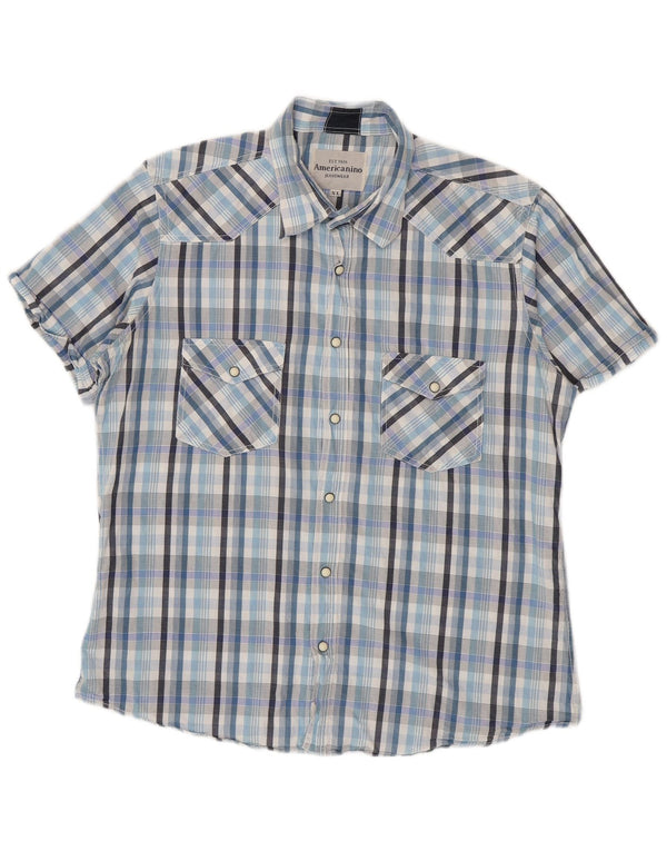 Camisa masculina de manga curta Americanino XL azul xadrez algodão