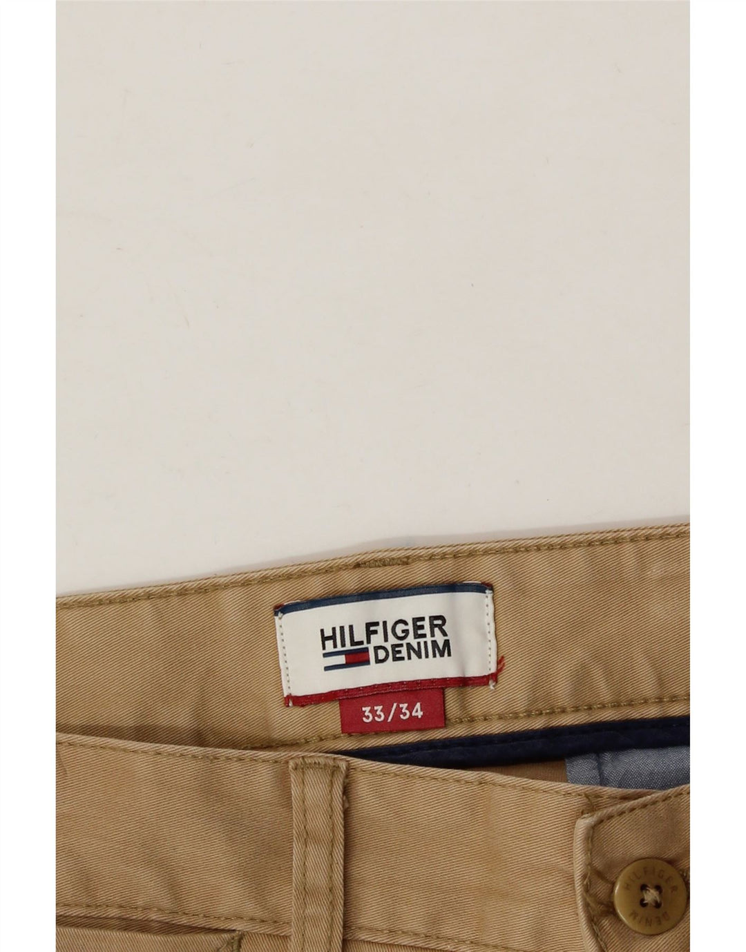 TOMMY HILFIGER Womens Slim Chino Trousers W33 L30 Beige Cotton Vintage Tommy Hilfiger and Second-Hand Tommy Hilfiger from Messina Hembry 
