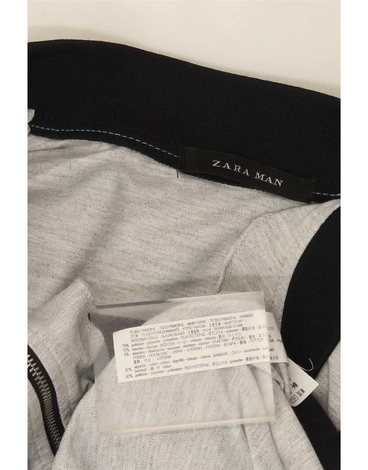Zara Jaqueta masculina de agasalho pequeno poliéster manchado cinza