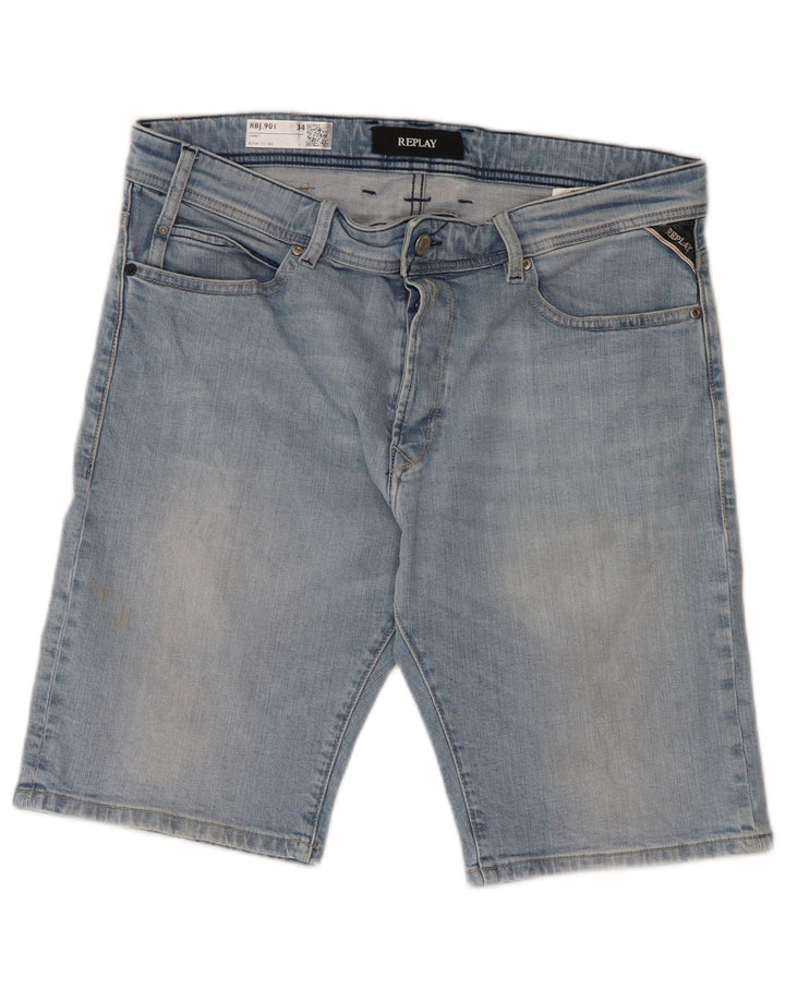 Shorts jeans masculino REPLAY W24 grande algodão azul