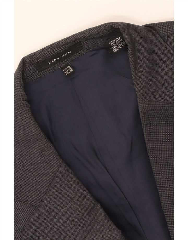 Jaqueta blazer masculina ZARA com 3 botões EU 46 pequena lã cinza