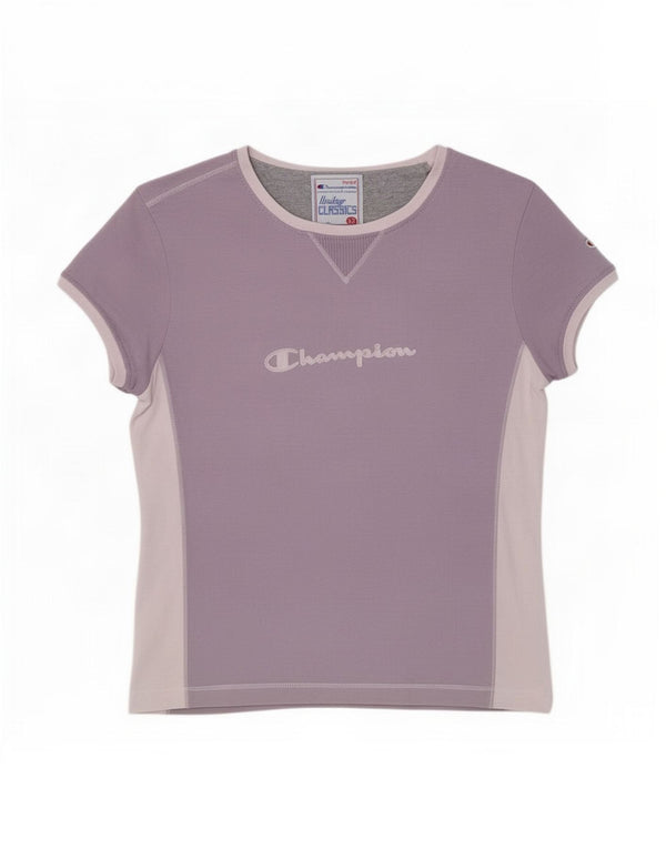 Camiseta feminina Champion Heritage Classics Graphic UK 12 Roxo Médio