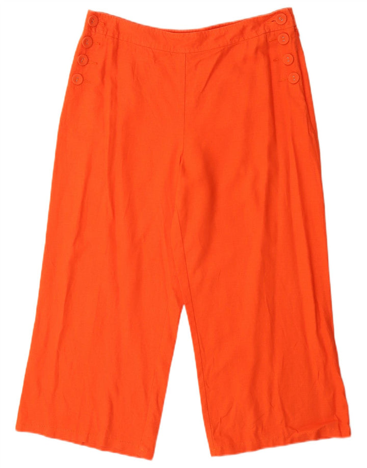 Calça capri feminina Marks & Spencer UK 12 médio W30 L23 laranja linho