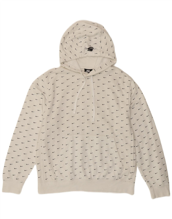 Nike masculino gráfico moletom com capuz médio algodão branco