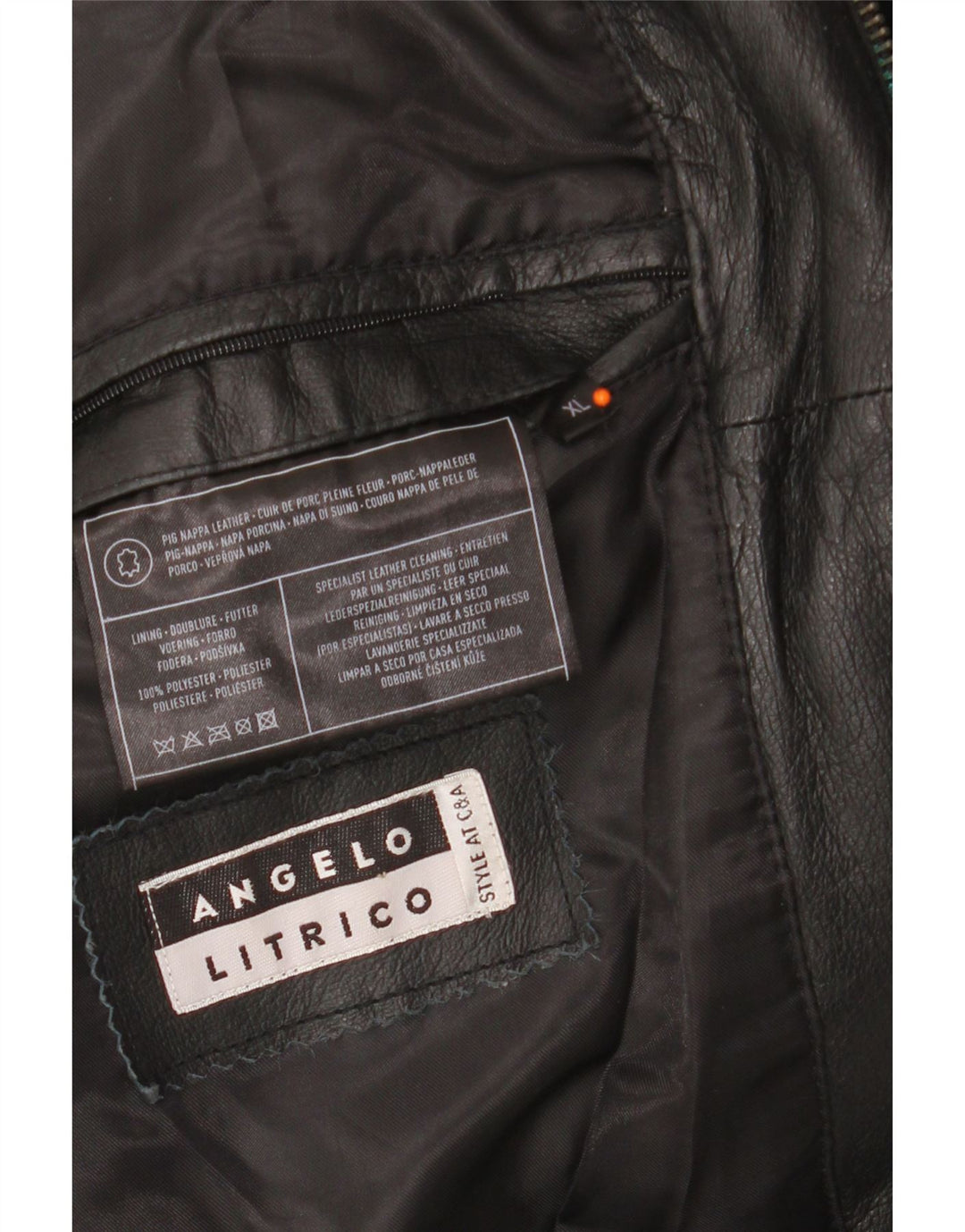 Jaqueta de couro masculina ANGELO LITRICO UK 42 XL couro preto