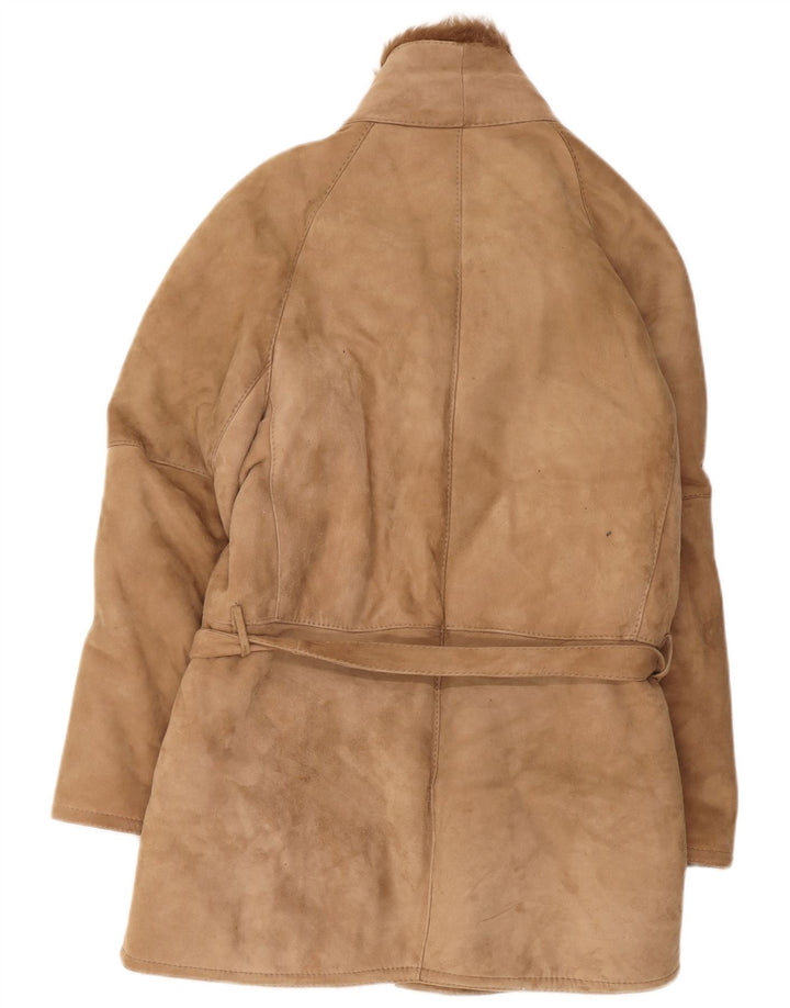 Sobretudo masculino vintage de shearling IT 46 pequeno bege