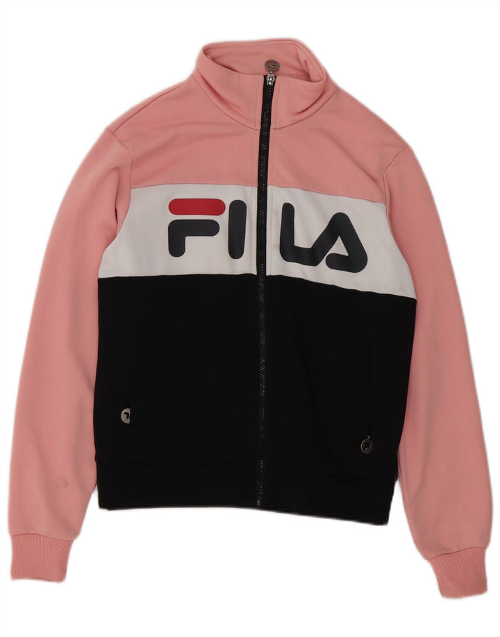 Fila Womens Graphic Tracksuit Top Jacket UK 6 XS Multicolor Colourblock