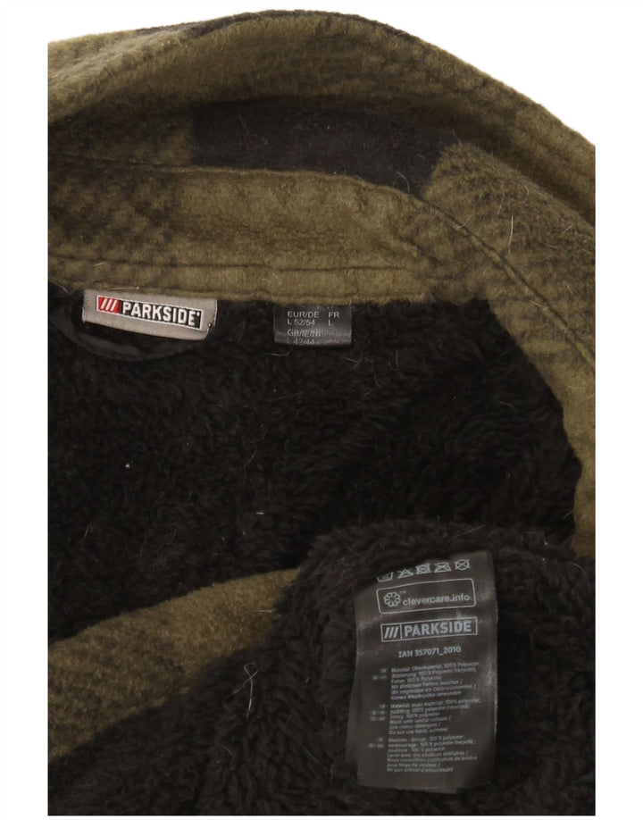 Parkside Mens Fleece Jacket UK 40 Grande Poliéster Khaki Gingham