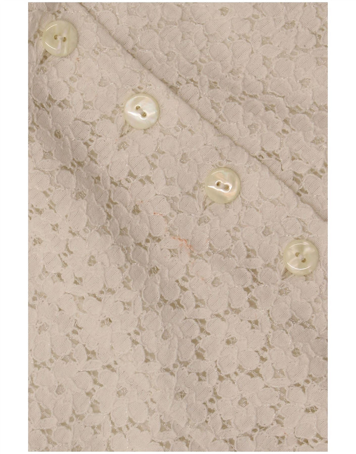 Blusa feminina VINTAGE manga curta cropped IT 46 grande off white floral