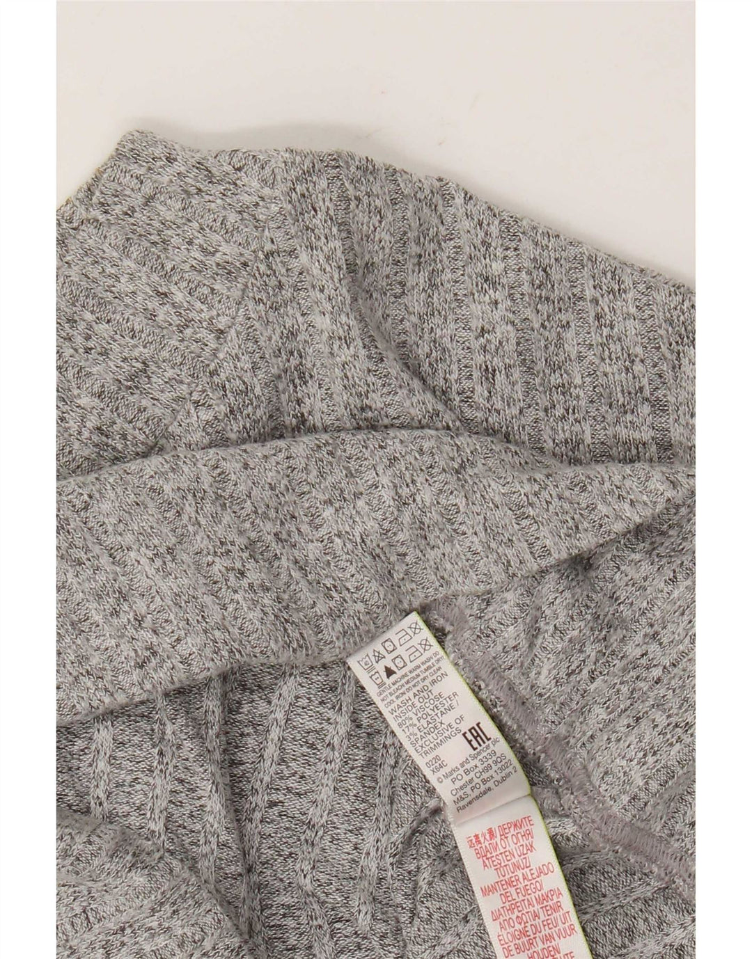 Suéter feminino Marks & Spencer com gola redonda Reino Unido 10 pequeno cinza manchado