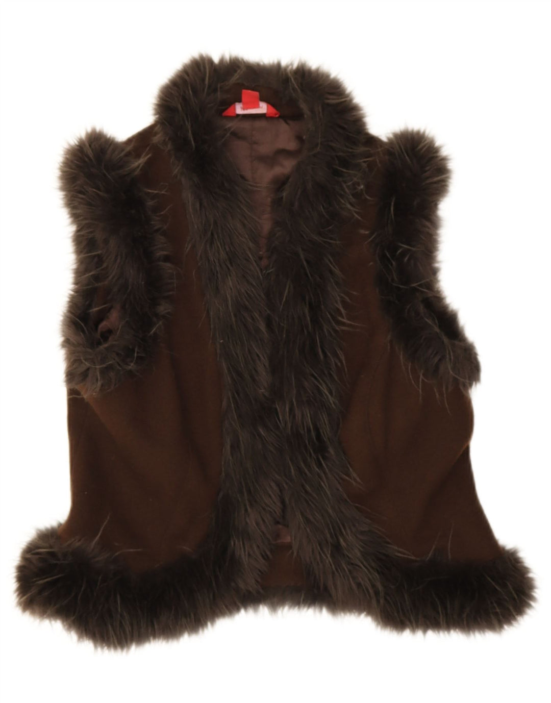 Monsoon Womens Crop Open Gilet UK 12 Lã Marrom Médio