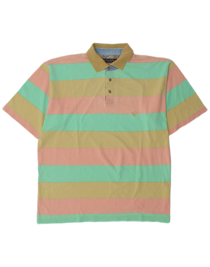 Camisa polo masculina PETER HADLEY XL de algodão listrado multicolorido
