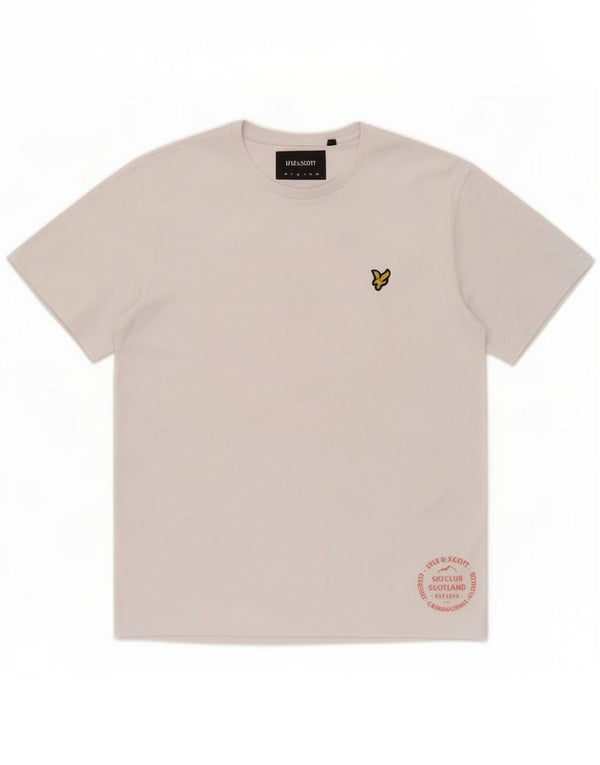 Camiseta gráfica masculina Lyle & Scott Top de algodão branco médio