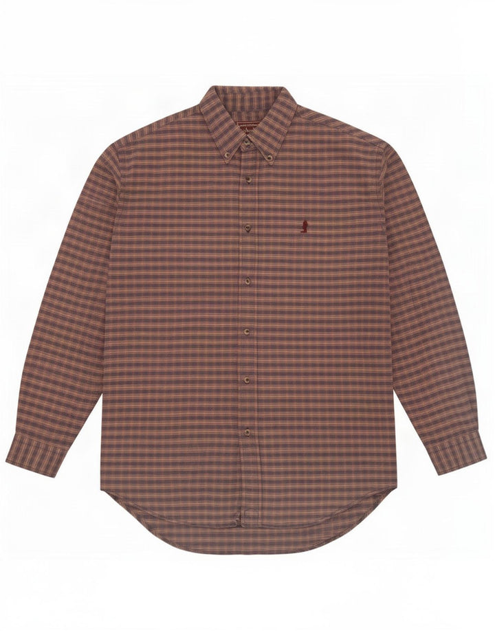 Camisa masculina Marlboro Classics XL marrom algodão guingão