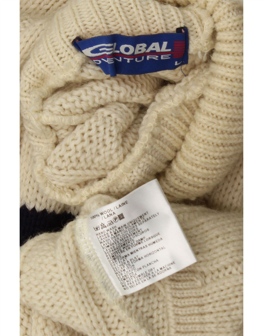 Suéter masculino VINTAGE com gola tartaruga, grande lã listrada branca