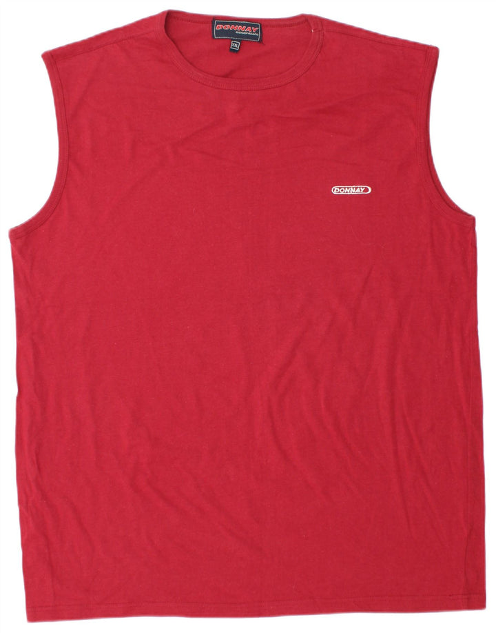 DONNAY Mens Colete Top 2XL Algodão Vermelho