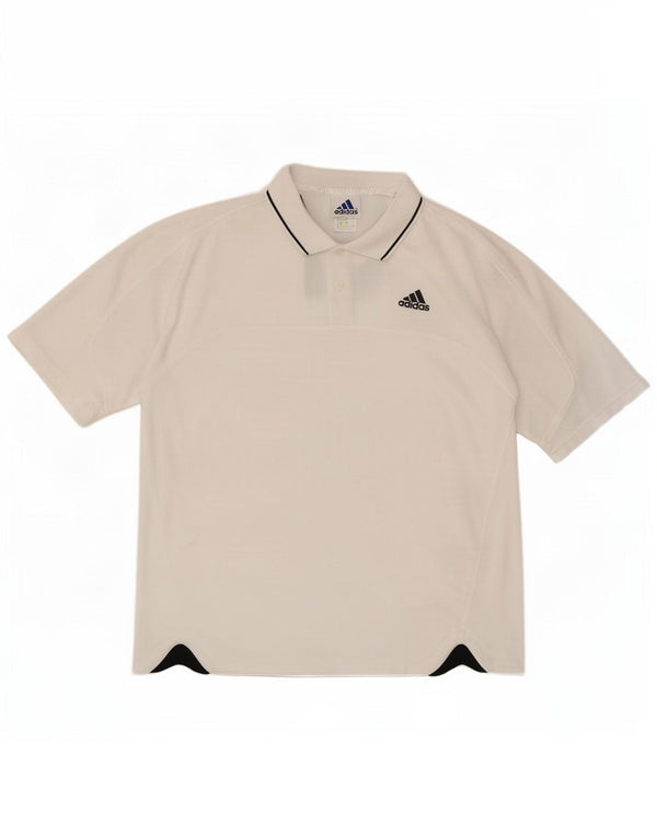Camisa polo masculina Adidas UK 44/46 grande poliéster branco