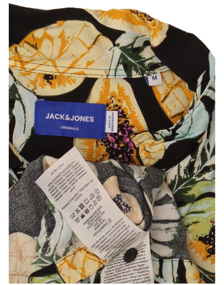Camisa masculina de manga curta Jack & Jones média preta floral viscose