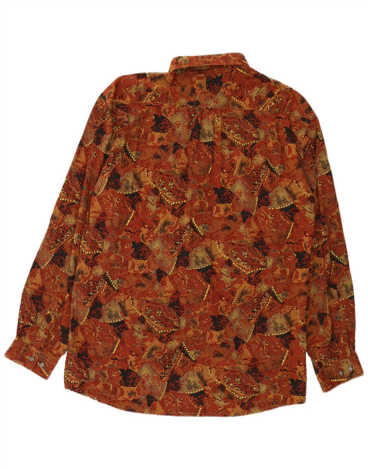 Camisa masculina com estampa abstrata Walter Wolf tamanho 40 viscose marrom médio