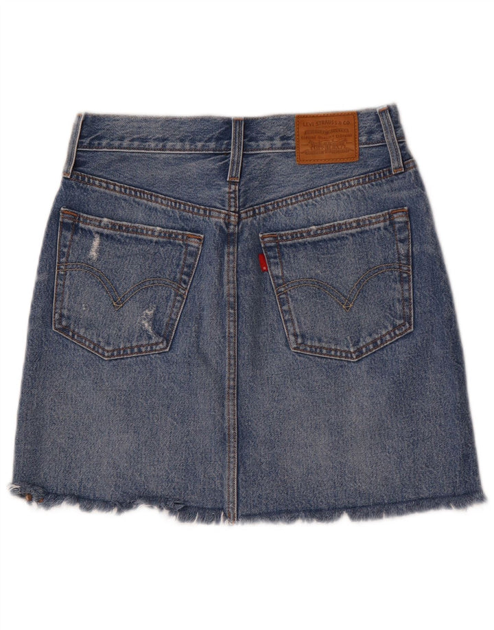 Saia jeans feminina Levi's W27 pequena azul algodão