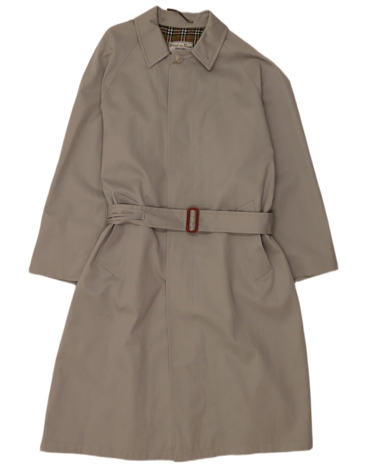 Trench coat masculino VINTAGE de ajuste solto IT 44 XS poliéster bege