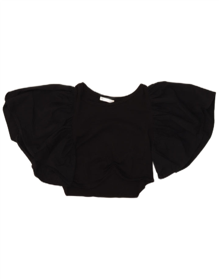 Blusa feminina Zara Batwing Top UK 12 Médio Preto