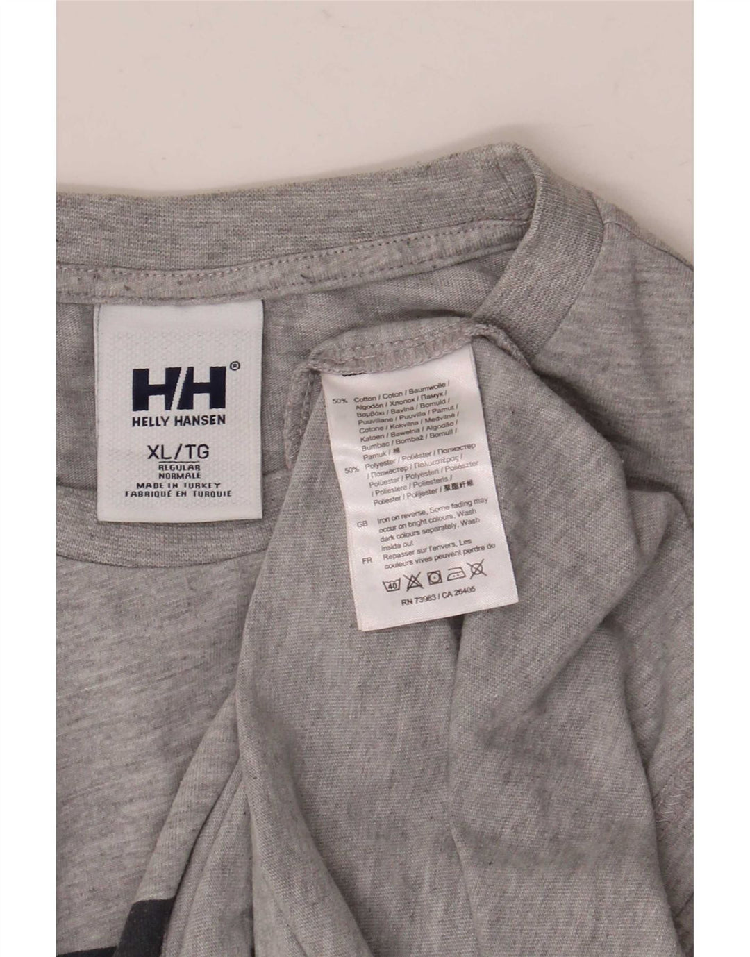 Camiseta gráfica masculina Helly Hansen Top XL algodão cinza