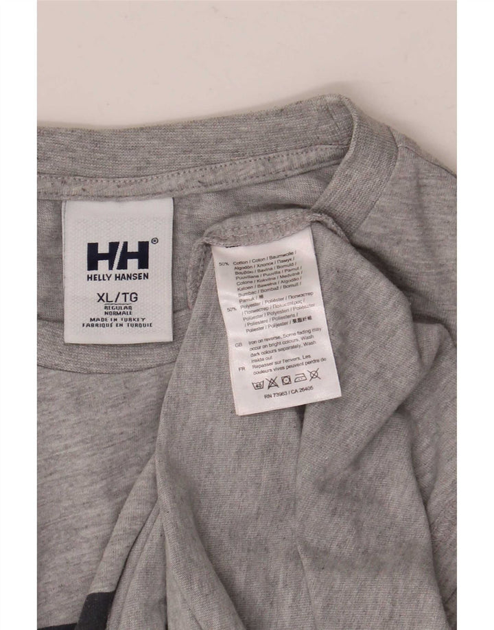 Camiseta gráfica masculina Helly Hansen Top XL algodão cinza