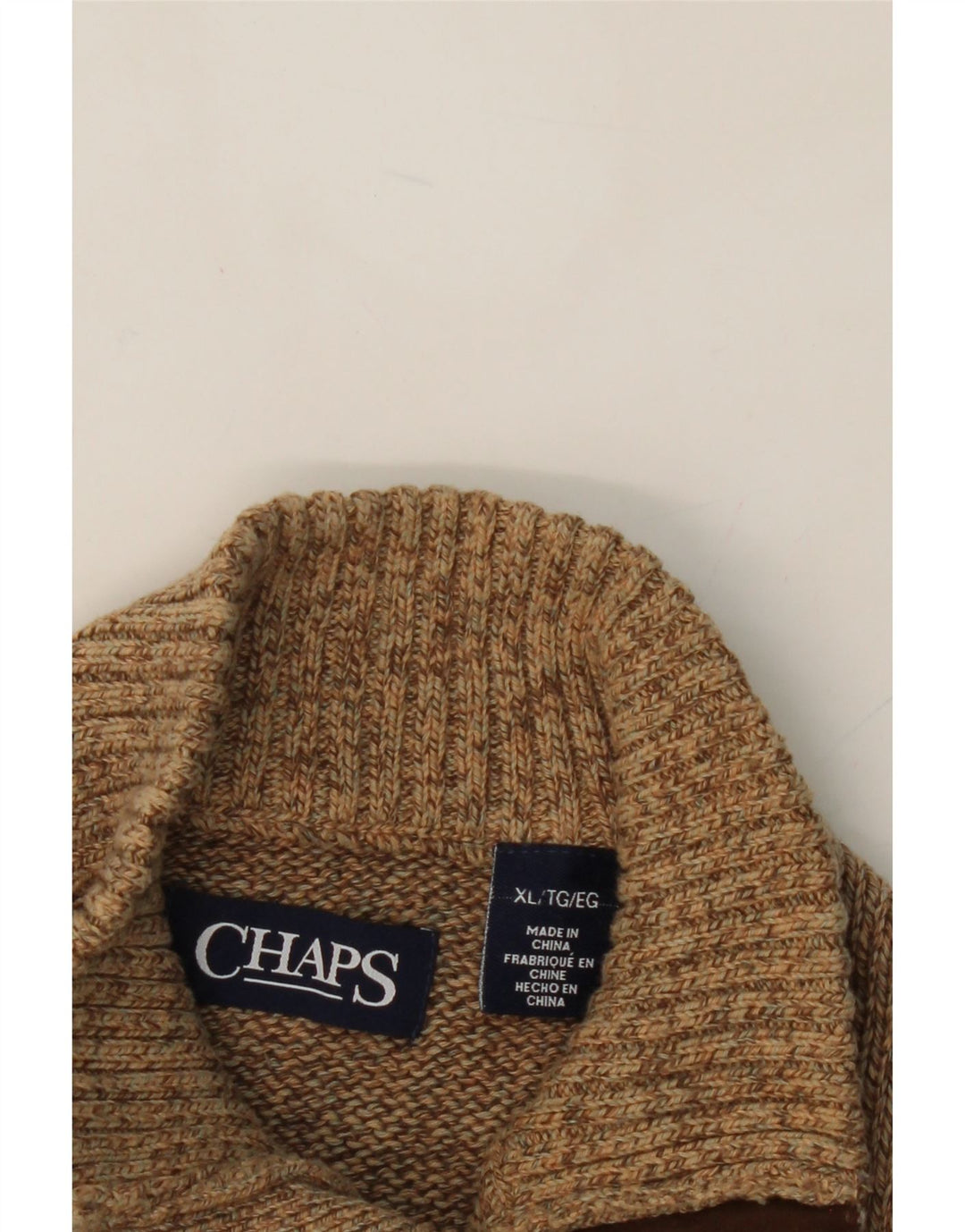 CHAPS Mens Button Neck Jumper Sweater XL Brown Cotton Vintage Chaps and Second-Hand Chaps from Messina Hembry 