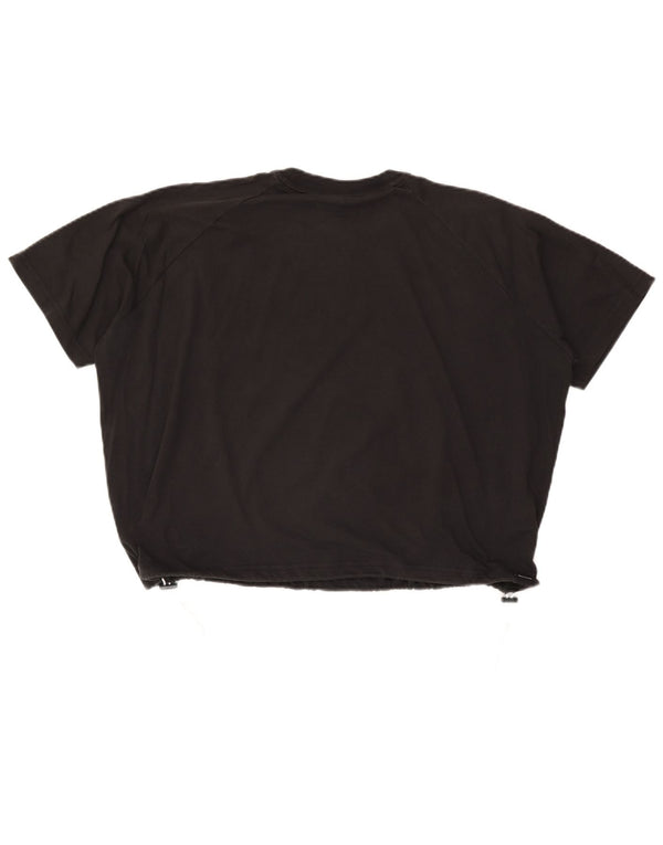 Adidas Womens Crop Oversized Graphic T-Shirt Top Reino Unido 10 Pequeno Algodão Preto