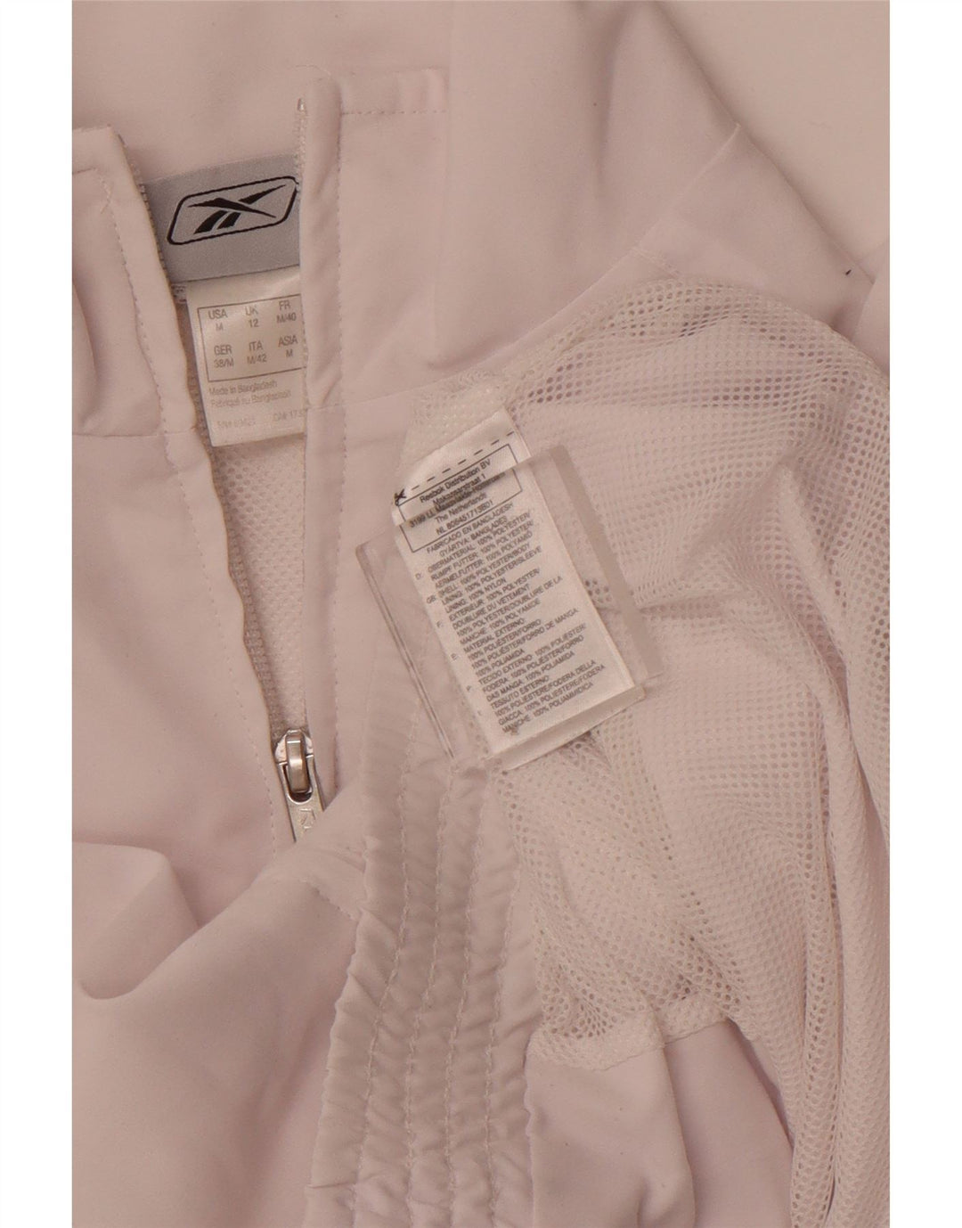 REEBOK Womens Tracksuit Top Jacket UK 12 Médio Poliéster Branco