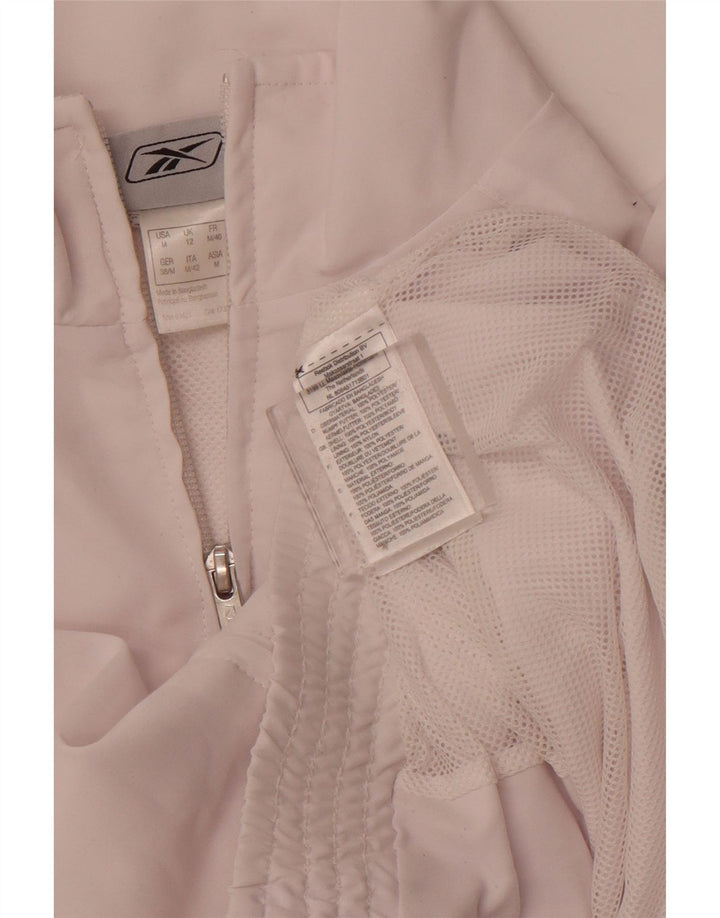 REEBOK Womens Tracksuit Top Jacket UK 12 Médio Poliéster Branco