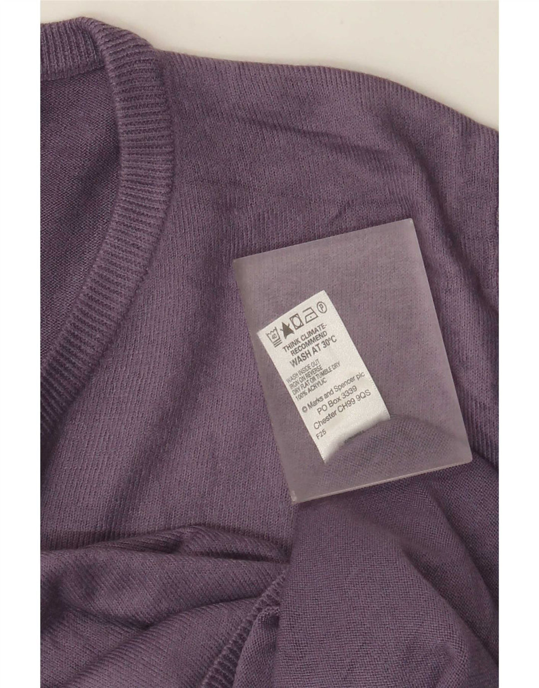 Suéter masculino Marks & Spencer Blue Harbor com decote em V pequeno roxo