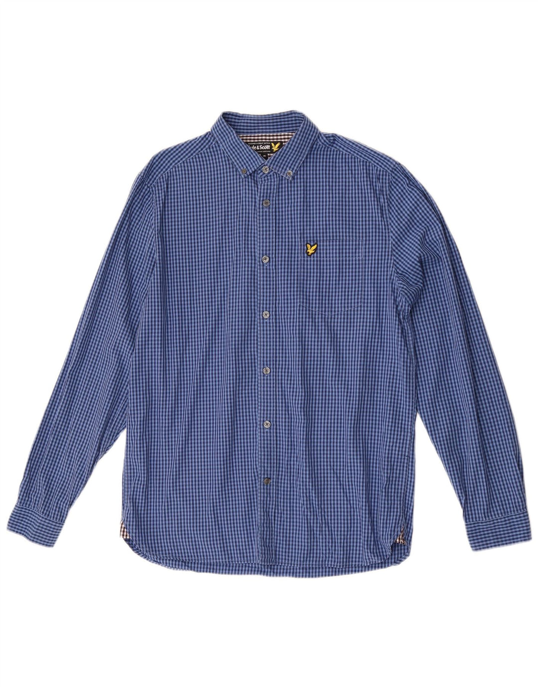 Camisa masculina Lyle & Scott de algodão guingão azul médio