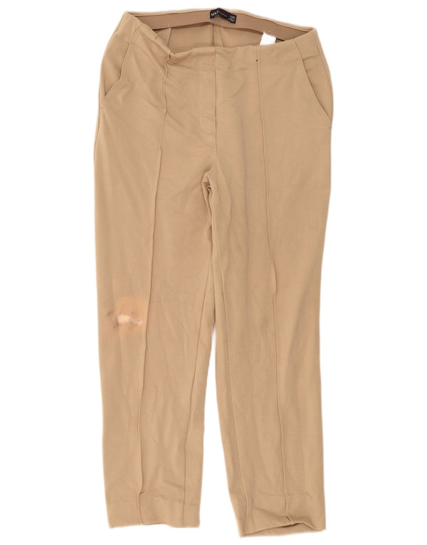 Calça feminina reta casual Marks & Spencer Reino Unido 12 médio W30 L26 bege