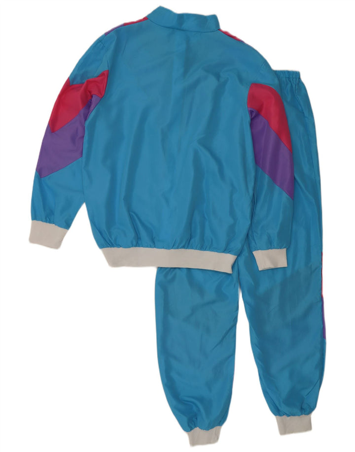 Fato de treino completo masculino vintage grande azul colorblock poliéster