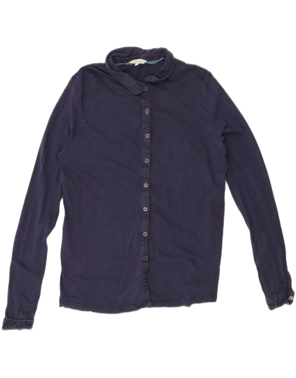 Camisa feminina White Stuff UK 12 algodão azul marinho médio