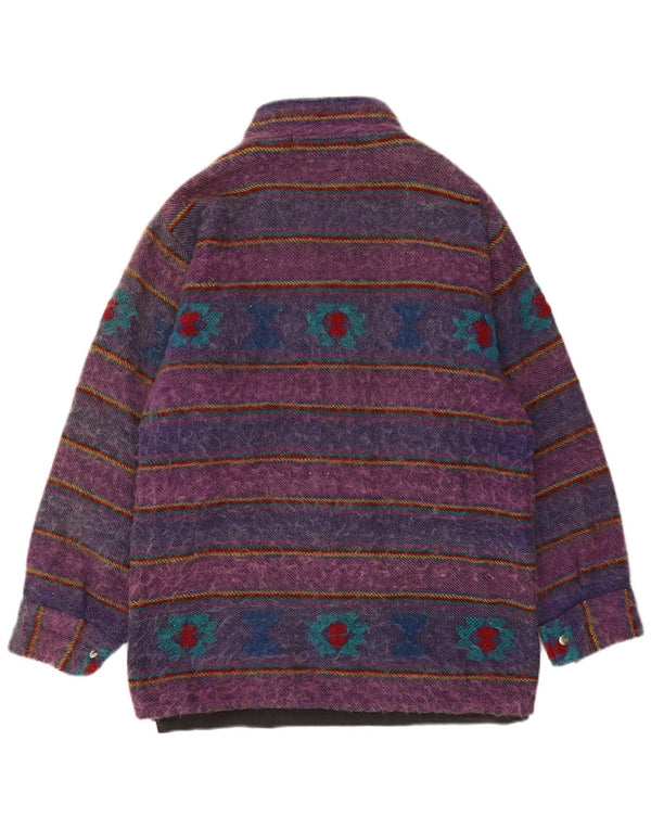 Casaco Duffle Masculino Vintage UK 40 Listrado Roxo Grande