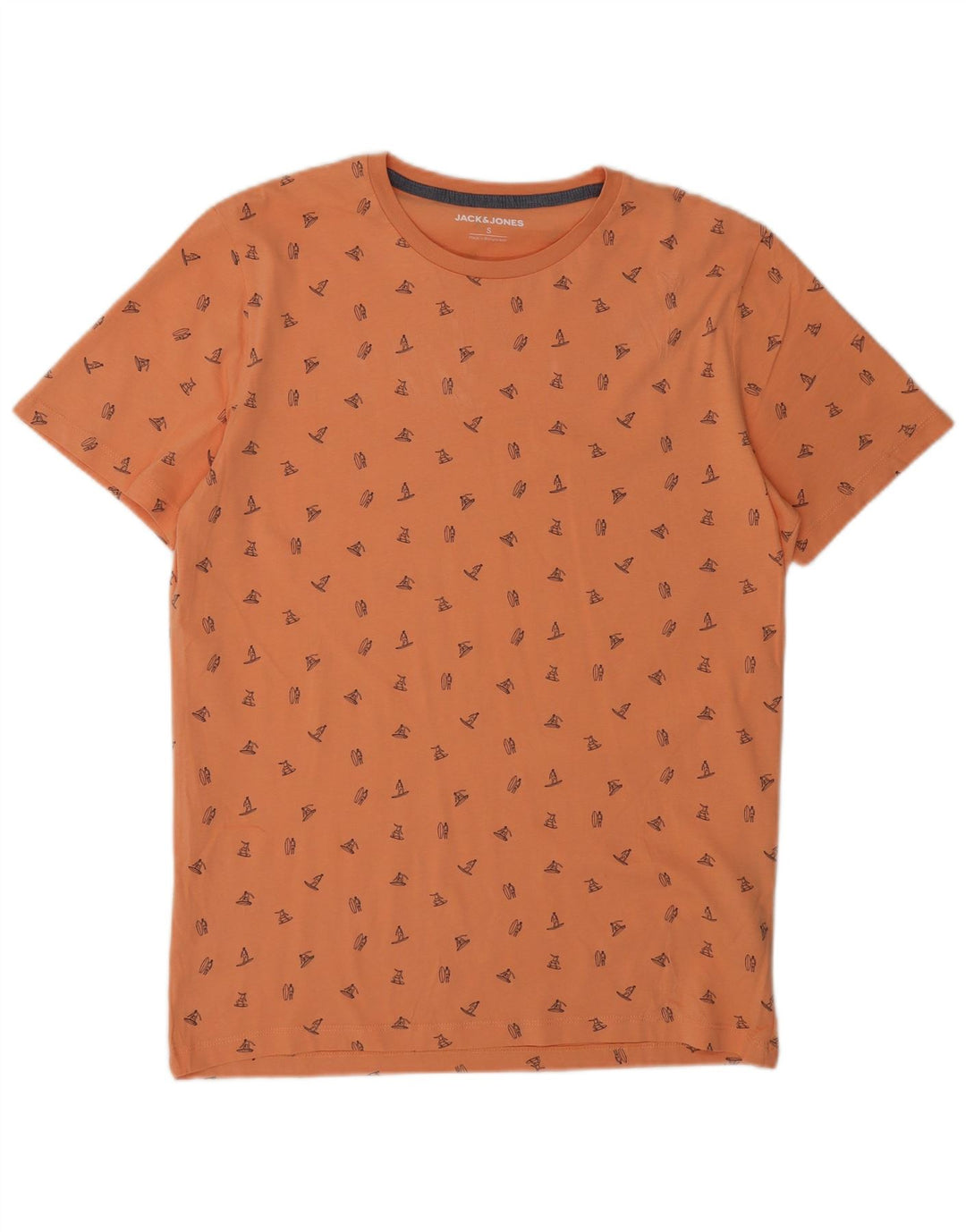 Camiseta masculina JACK & JONES pequeno algodão laranja