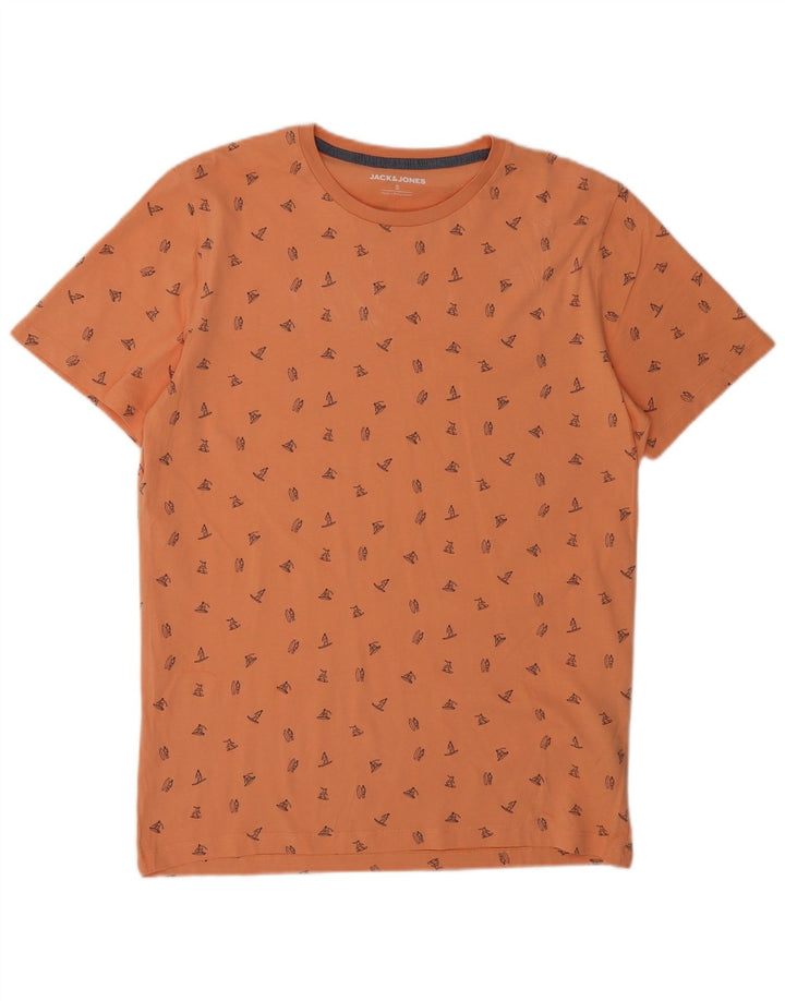 Camiseta masculina JACK & JONES pequeno algodão laranja