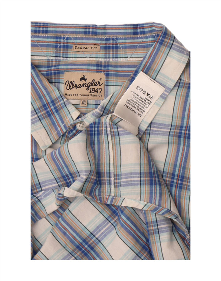 Wrangler Camisa masculina de manga curta 2XL algodão xadrez azul