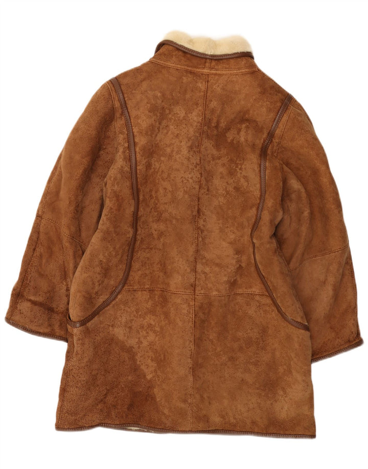 Casaco feminino VINTAGE de shearling grande IT 44 Shearling marrom médio