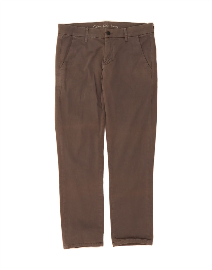 CALVIN KLEIN Mens Slim Chino Trousers W30 L27 Grey Cotton Vintage Calvin Klein and Second-Hand Calvin Klein from Messina Hembry 