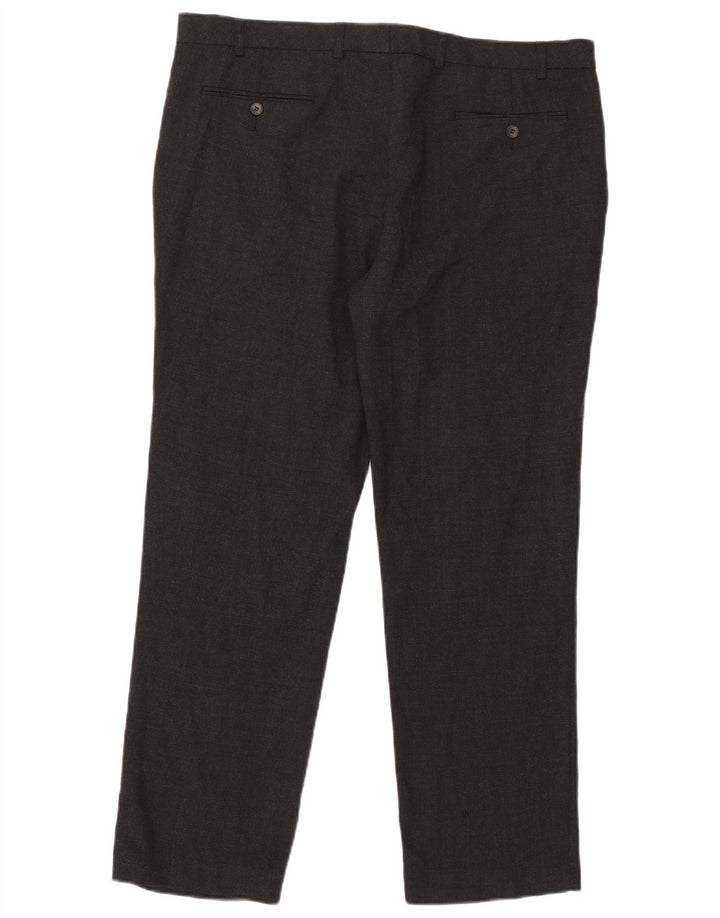 Calça masculina de terno reto sob medida Marks & Spencer W40 L31 lã cinza