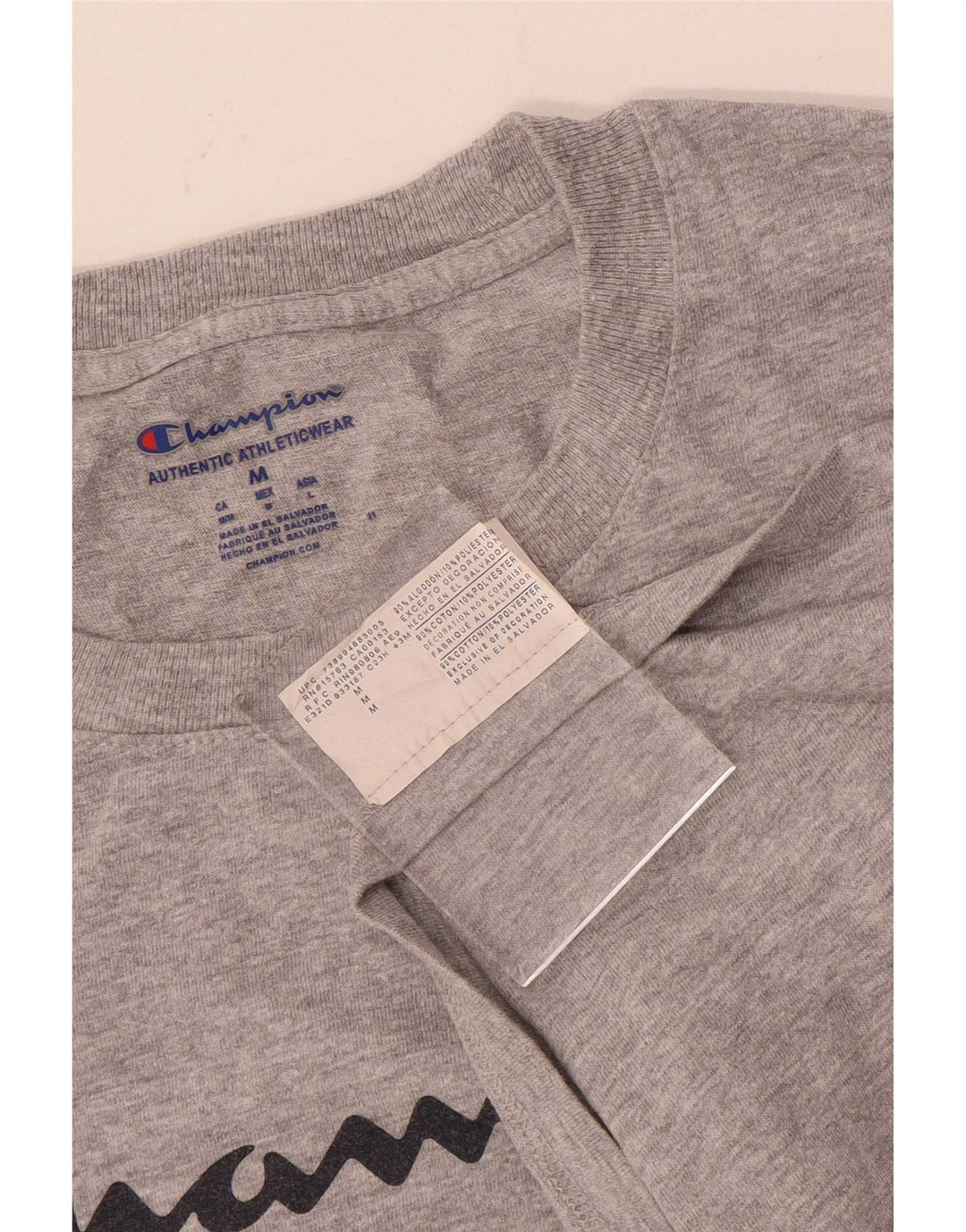 Camiseta Champion masculina gráfica Top algodão cinza médio