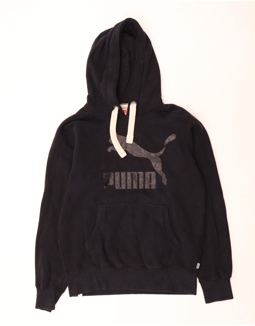 Puma masculino gráfico moletom com capuz médio algodão preto
