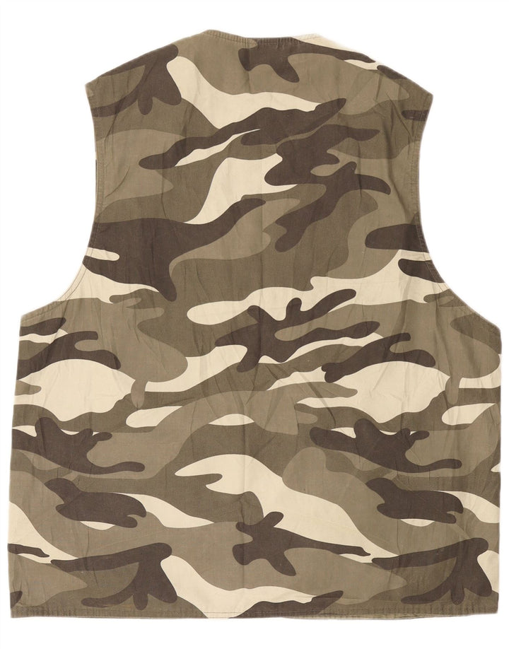 Colete utilitário masculino VINTAGE UK 44 2XL algodão camuflado cáqui