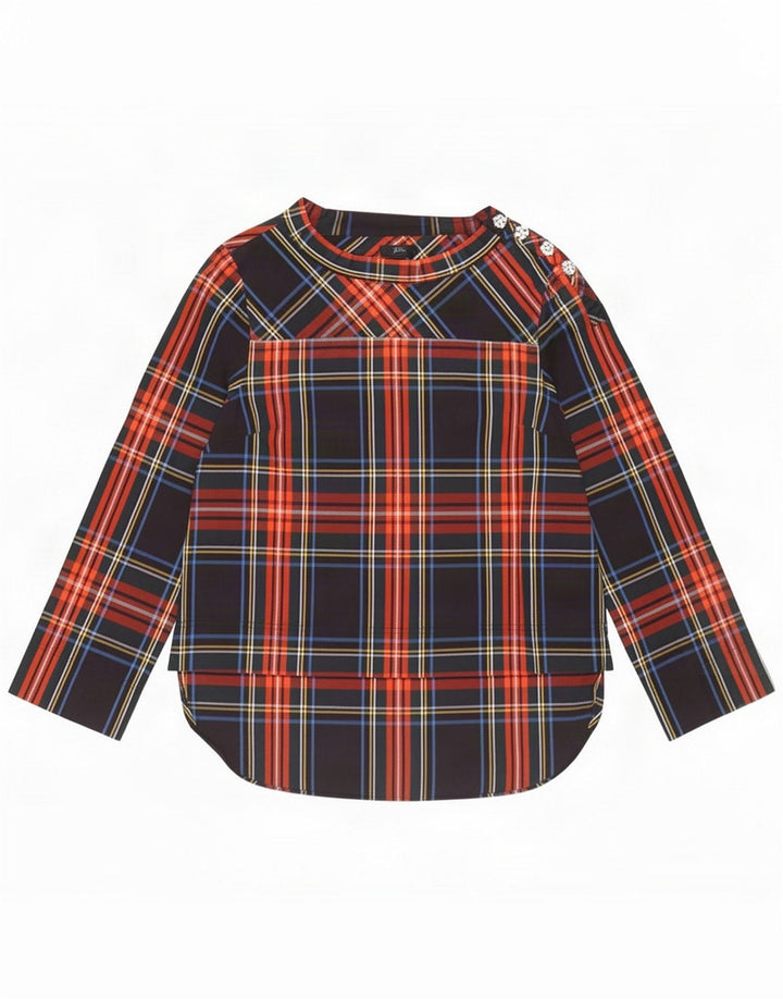 Blusa feminina J. Crew de manga comprida US 8 média xadrez multicolorida