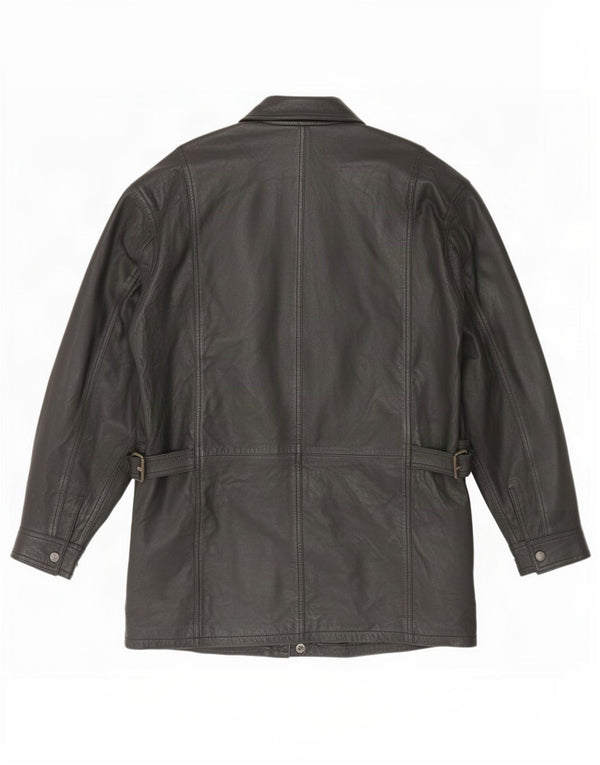Jaqueta de couro masculina vintage UK 42 XL preta