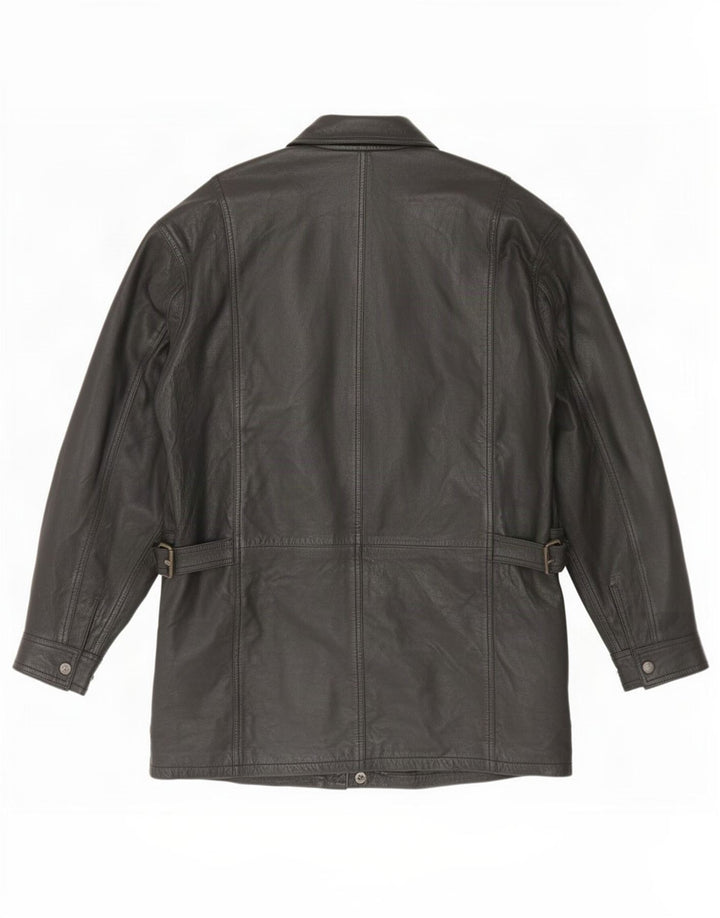 Jaqueta de couro masculina vintage UK 42 XL preta